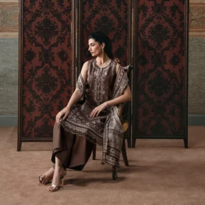 SMT S1224-Embroidered 3pc CHIKANKARI Lawn Dress With Printed Lawn Dupatta.