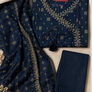 Bin Saeed Lawn Collection – Navy Blue Embroidered 3-Piece Suit